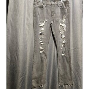 PacSun Distressed Ripped Slim Fit‎ Jeans Gray Wash Denim Grunge Style 36x32